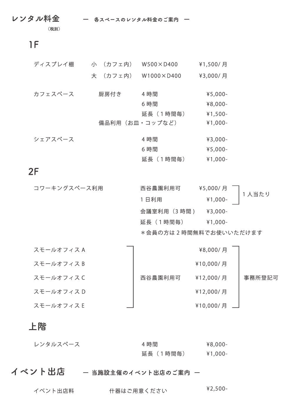 料金表